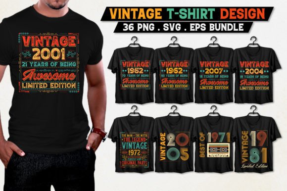 Download Vintage Typography T-Shirt Design Bundle - Shirt design Collection