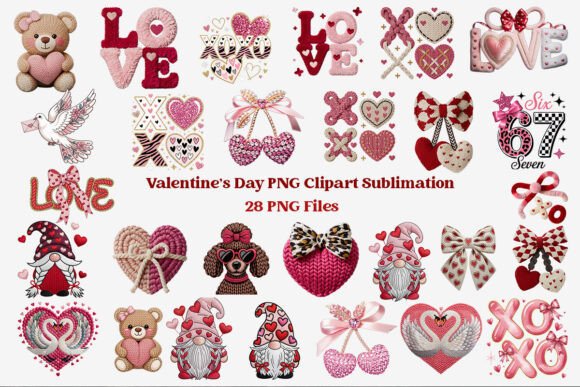 Download Faux Yarn Crochet Valentine PNG Bundle - Crochet Collection