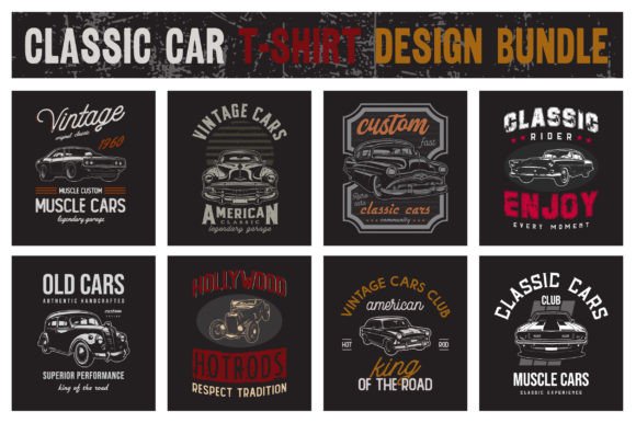 Download Old Classic Cars T-shirt Designs Bundle - Shirt design Collection