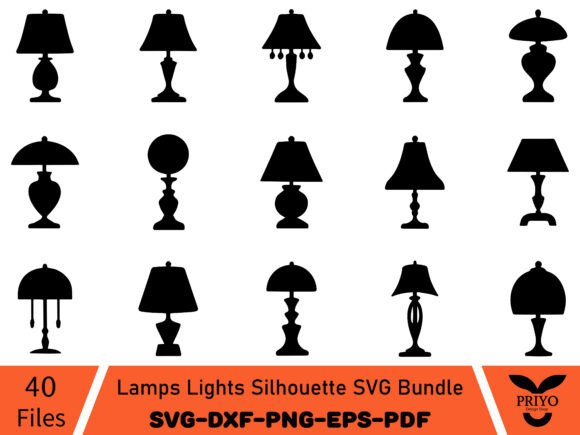 Download Lamps Lights Silhouette SVG Bundle - Lights silhouette Collection