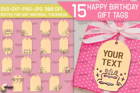 Download Happy Birthday Gift Tags LaserCut Bundle - Birthday gift Collection