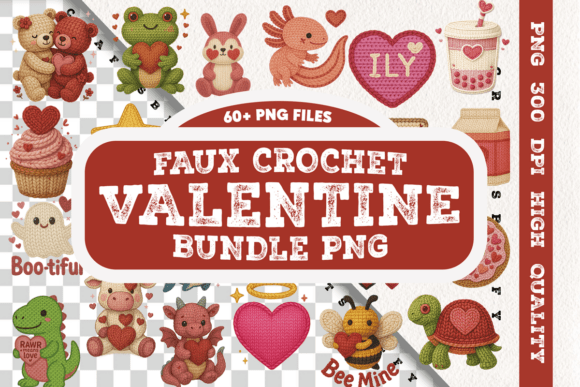 Download Faux Crochet Valentine PNG Bundle - Crochet Collection