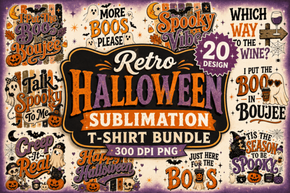 Download Retro Halloween PNG TShirt Design Bundle - Shirt design Collection
