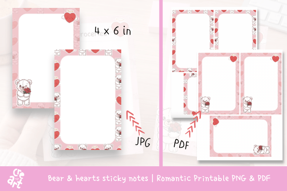 Download Bear &amp; Hearts Sticky Notes PNG, JPD, PDF - Premium Resources