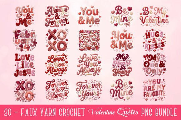 Download Faux Yarn Crochet Valentine PNG Bundle - Crochet Collection