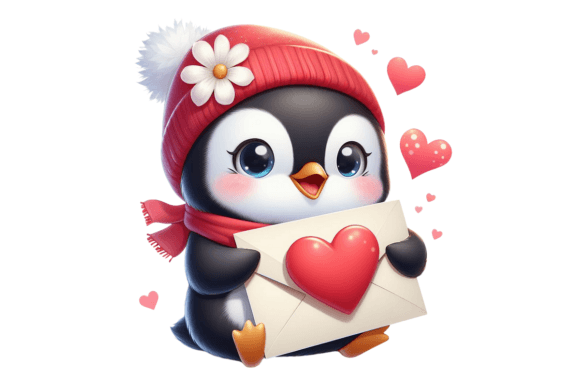 Download Penguin Valentine Mail with Heart - Premium Resources