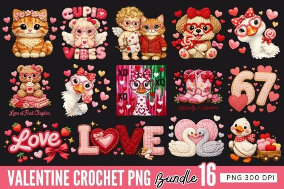 Download Valentine Crochet PNG Bundle, Valentine - Crochet Collection